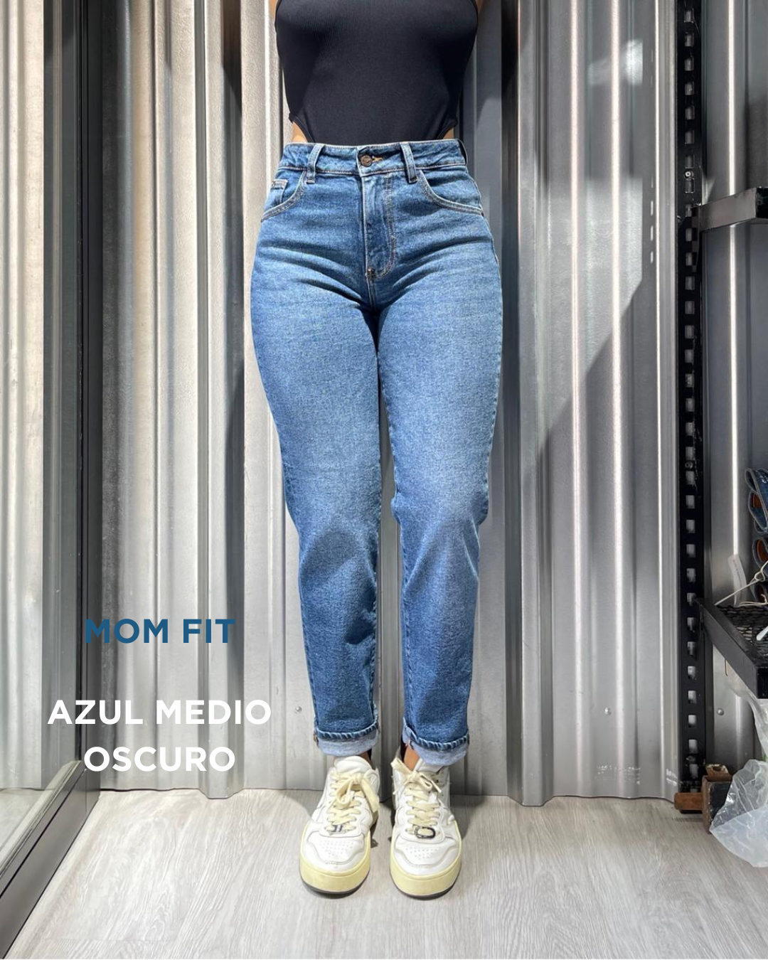 Jean skinny/mom fit strech tiro alto